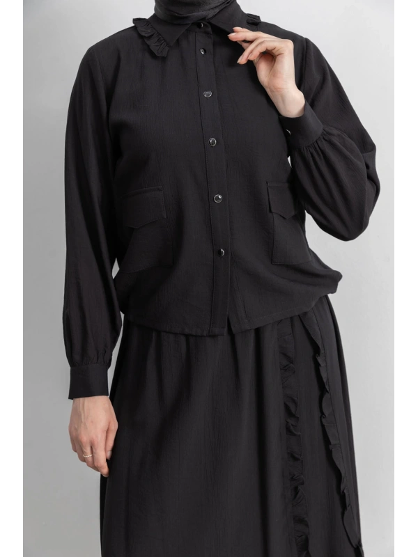 FIRFIR DETAYLI ETEK TAKIM - SİYAH