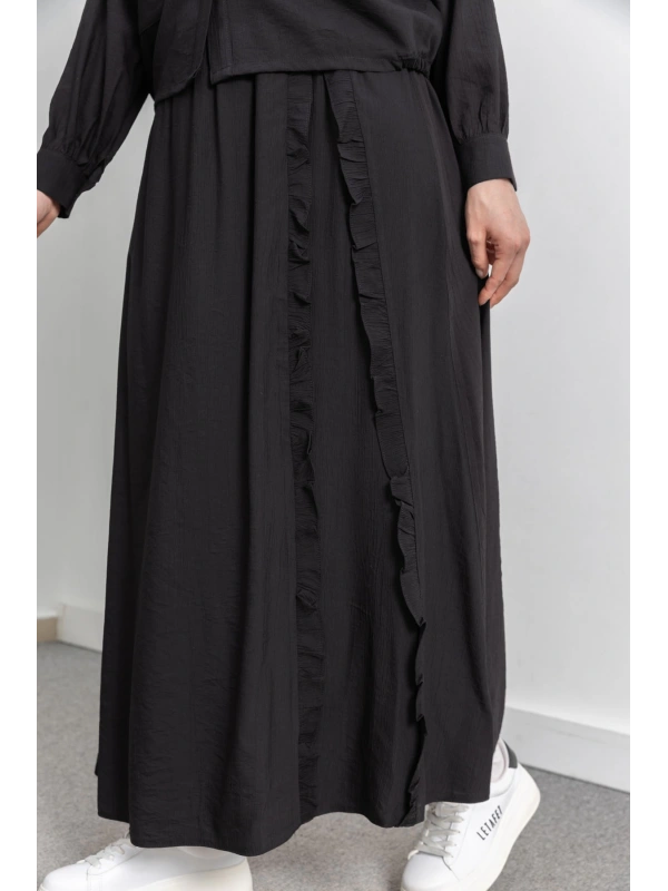 FIRFIR DETAYLI ETEK TAKIM - SİYAH