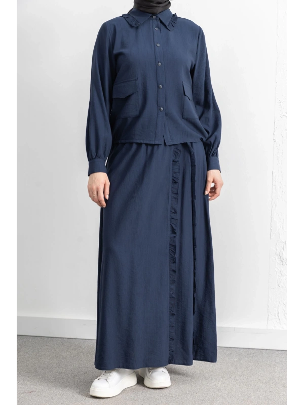 FIRFIR DETAYLI ETEK TAKIM - LACİVERT