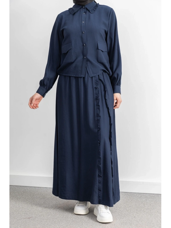 FIRFIR DETAYLI ETEK TAKIM - LACİVERT