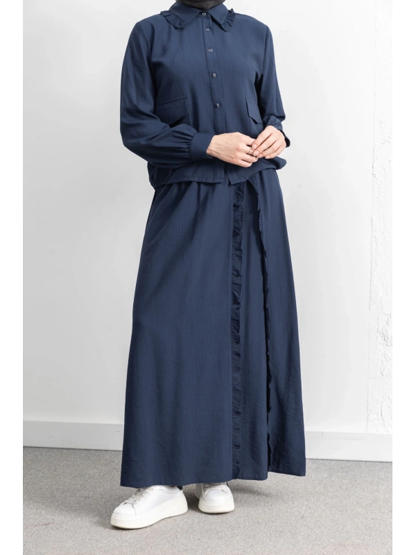 FIRFIR DETAYLI ETEK TAKIM - LACİVERT