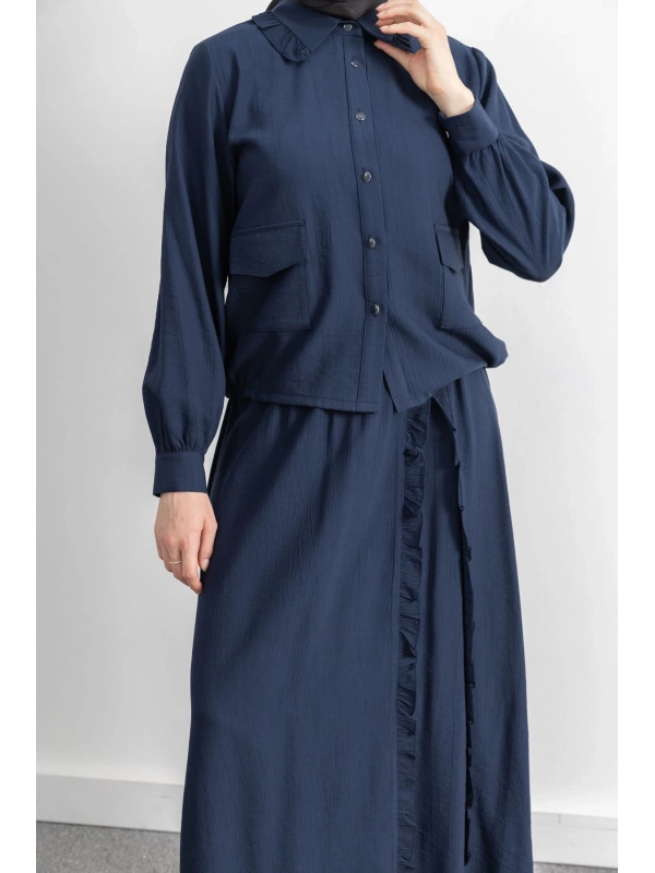 FIRFIR DETAYLI ETEK TAKIM - LACİVERT