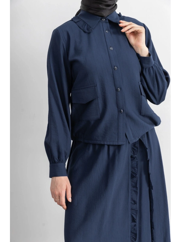 FIRFIR DETAYLI ETEK TAKIM - LACİVERT