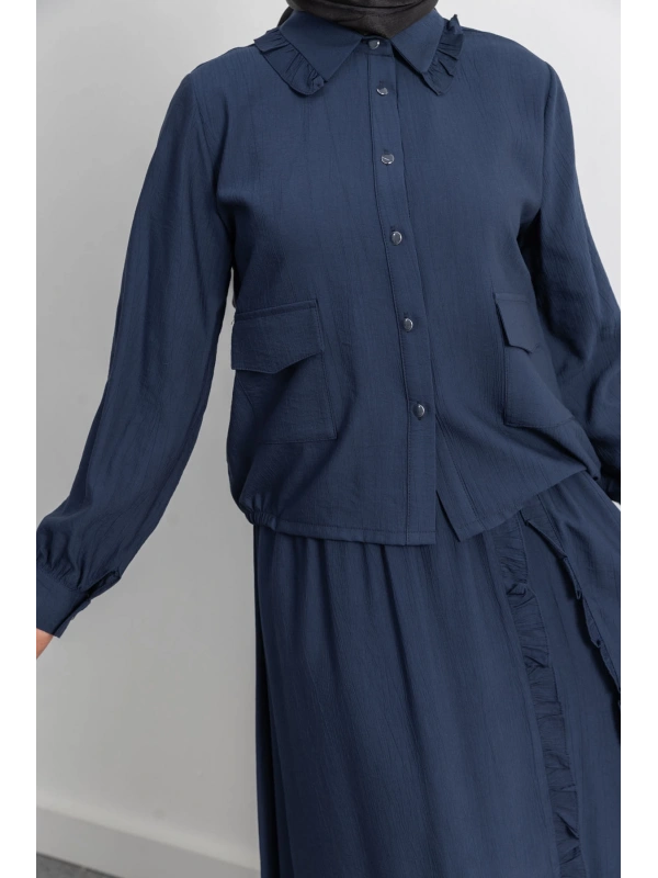 FIRFIR DETAYLI ETEK TAKIM - LACİVERT