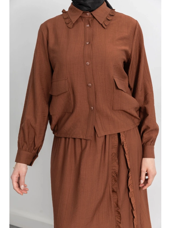 FIRFIR DETAYLI ETEK TAKIM - KAHVE