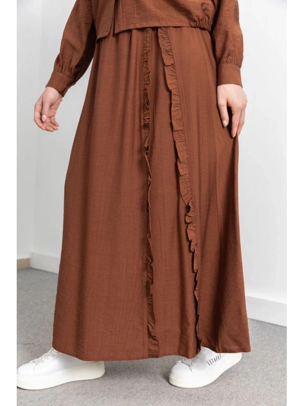 FIRFIR DETAYLI ETEK TAKIM - KAHVE