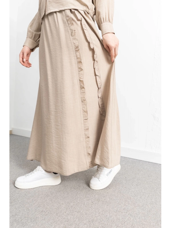 FIRFIR DETAYLI ETEK TAKIM - BEJ