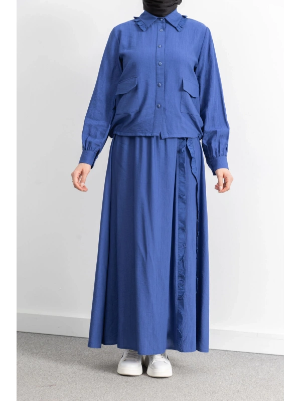 FIRFIR DETAYLI ETEK TAKIM - İNDİGO