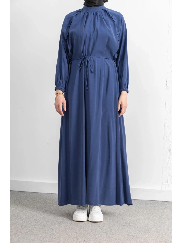 LETAFET REGLAN KOL FIRFIR DETAYLI ELBİSE - İNDİGO