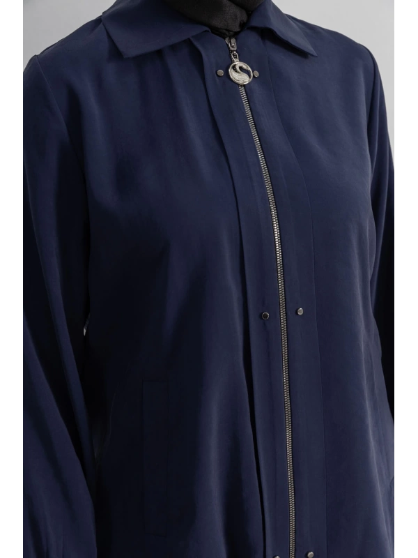 LETAFET RİVET DETAYLI FERMUARLI PANTOLONLU TAKIM - LACİVERT