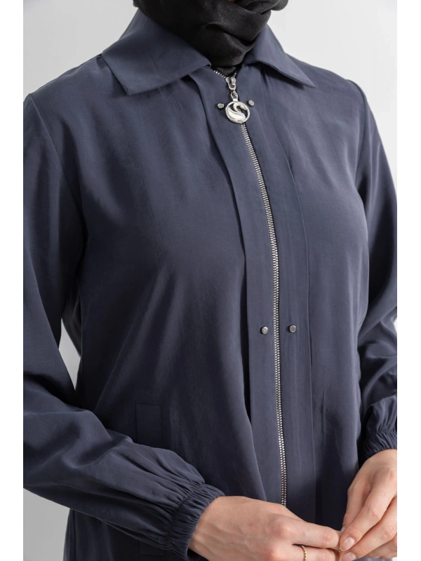 LETAFET RİVET DETAYLI FERMUARLI PANTOLONLU TAKIM - ANTRASİT