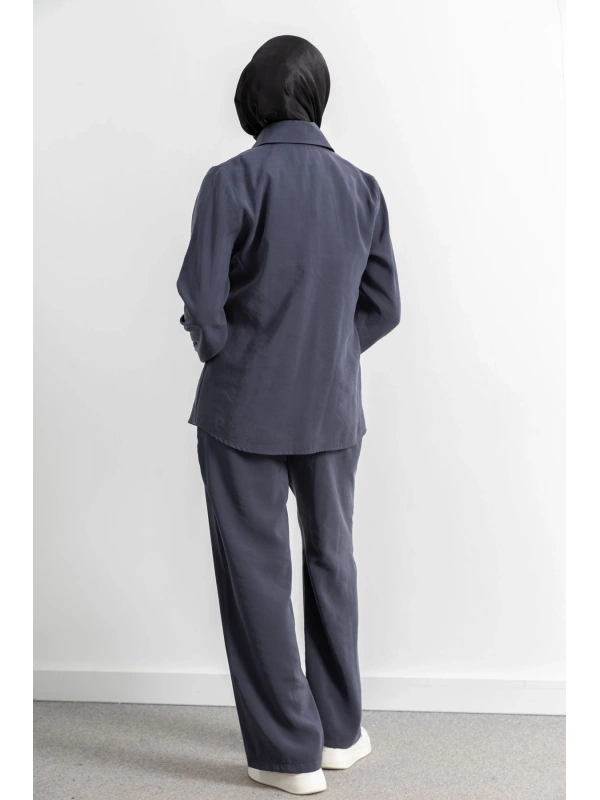 LETAFET RİVET DETAYLI FERMUARLI PANTOLONLU TAKIM - ANTRASİT