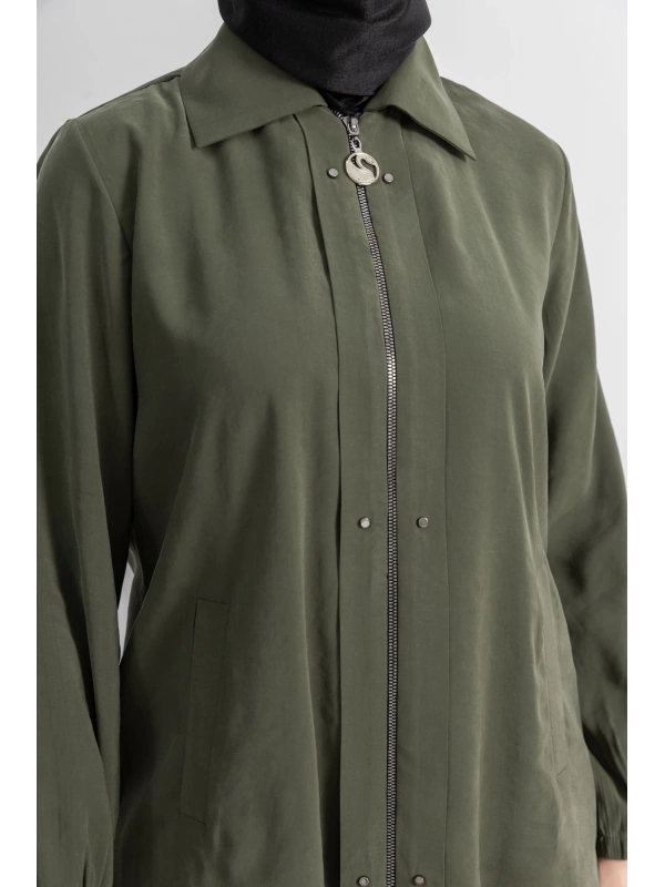 LETAFET RİVET DETAYLI FERMUARLI PANTOLONLU TAKIM - HAKİ