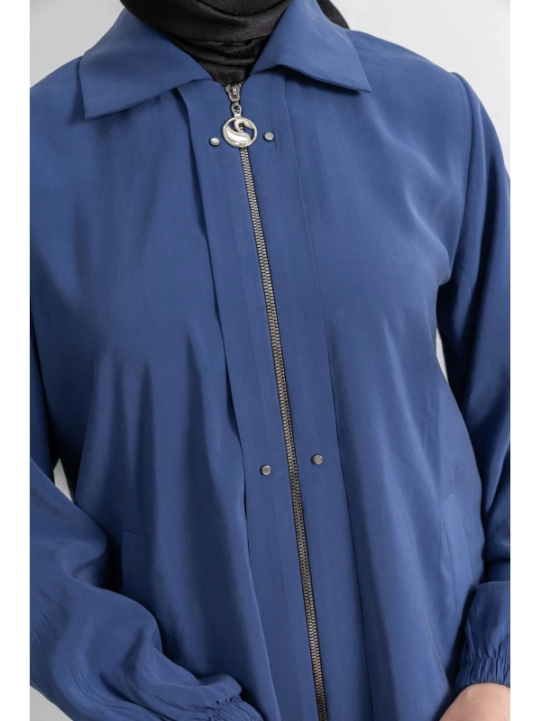 LETAFET RİVET DETAYLI FERMUARLI PANTOLONLU TAKIM - İNDİGO