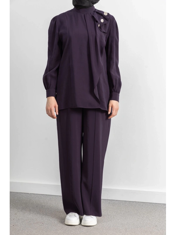 LETAFET ÖNÜ VOLAN DETAYLI PANTOLONLU TAKIM - MÜRDÜM