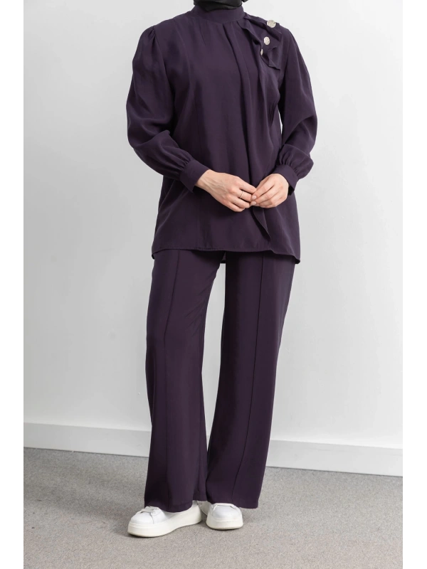 LETAFET ÖNÜ VOLAN DETAYLI PANTOLONLU TAKIM - MÜRDÜM