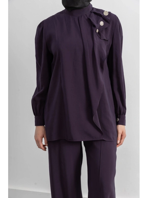 LETAFET ÖNÜ VOLAN DETAYLI PANTOLONLU TAKIM - MÜRDÜM