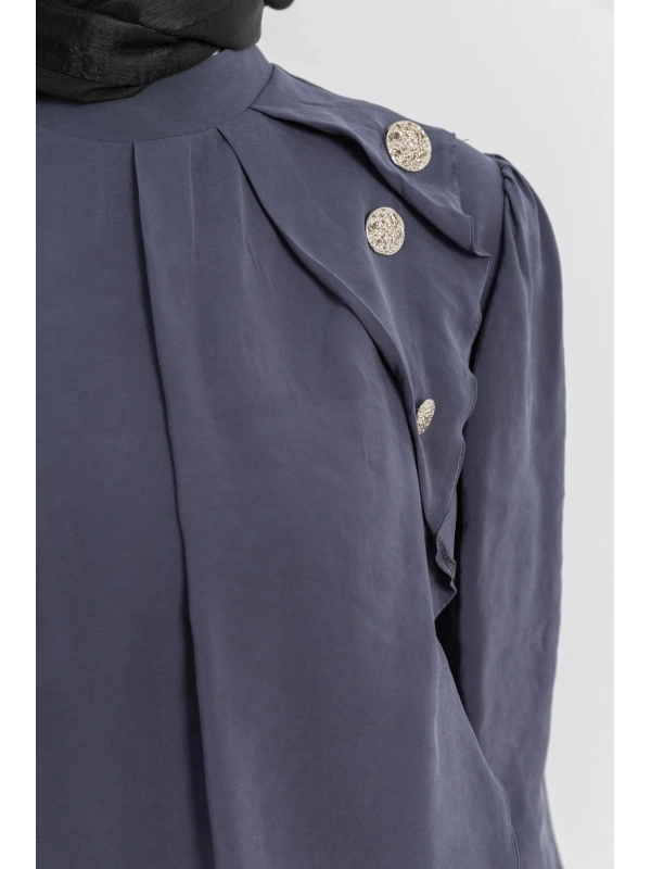 LETAFET ÖNÜ VOLAN DETAYLI PANTOLONLU TAKIM - ANTRASİT