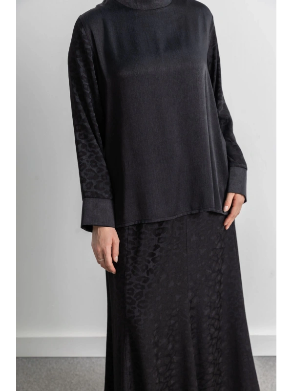 LETAFET PLUS DESENLİ ETEK TAKIM - SİYAH - LEOPAR