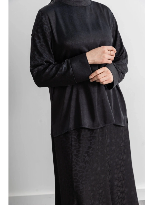 LETAFET PLUS DESENLİ ETEK TAKIM - SİYAH - LEOPAR