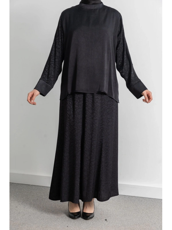 LETAFET PLUS DESENLİ ETEK TAKIM - SİYAH - ES