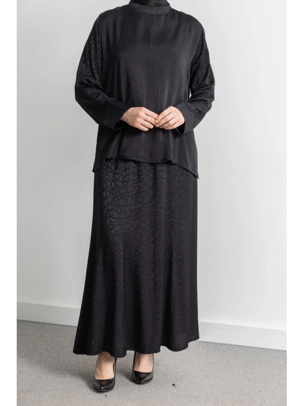 LETAFET PLUS DESENLİ ETEK TAKIM - SİYAH - ES