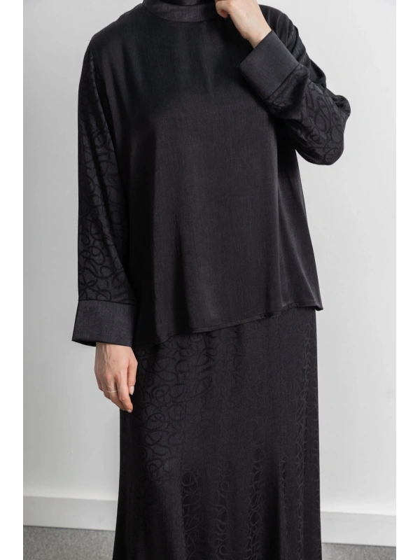 LETAFET PLUS DESENLİ ETEK TAKIM - SİYAH - ES