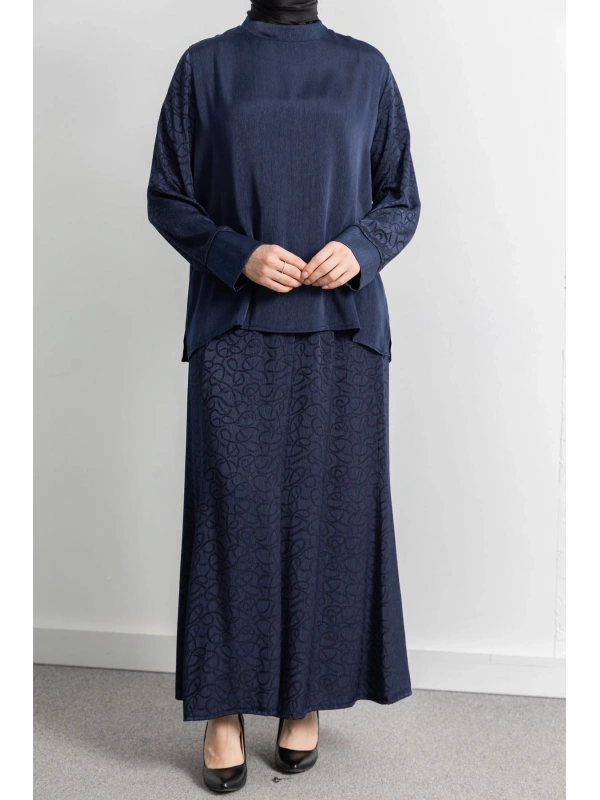 LETAFET PLUS DESENLİ ETEK TAKIM - LACİVERT - ES