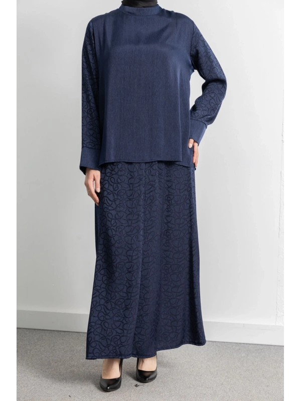 LETAFET PLUS DESENLİ ETEK TAKIM - LACİVERT - ES