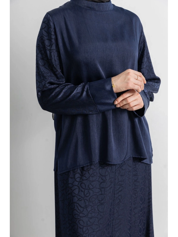 LETAFET PLUS DESENLİ ETEK TAKIM - LACİVERT - ES