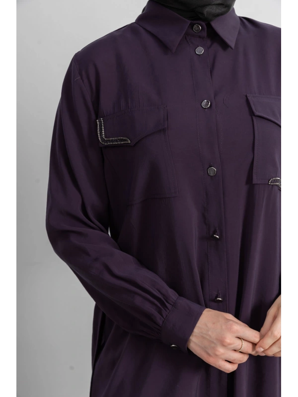 CEPLERİ TAŞ DETAYLI KUŞAKLI ARABOY - MÜRDÜM