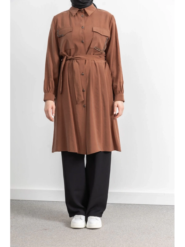 CEPLERİ TAŞ DETAYLI KUŞAKLI ARABOY - TABA