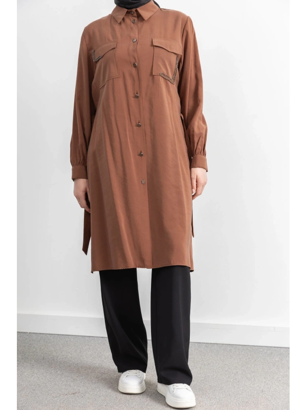 CEPLERİ TAŞ DETAYLI KUŞAKLI ARABOY - TABA