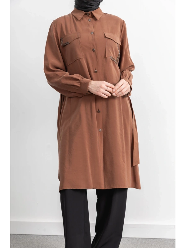 CEPLERİ TAŞ DETAYLI KUŞAKLI ARABOY - TABA