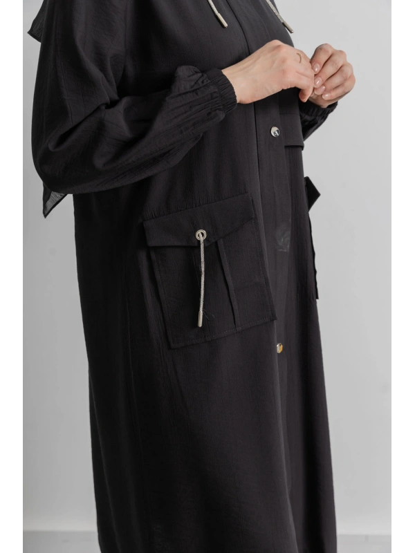 KAPÜŞONLU ALLER DETAYLI ARABOY - SİYAH