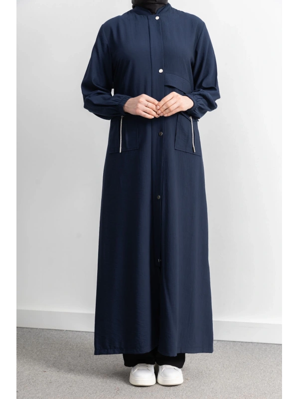 ÇIT ÇIT DETAYLI DİK YAKA SPOR FERACE - LACİVERT