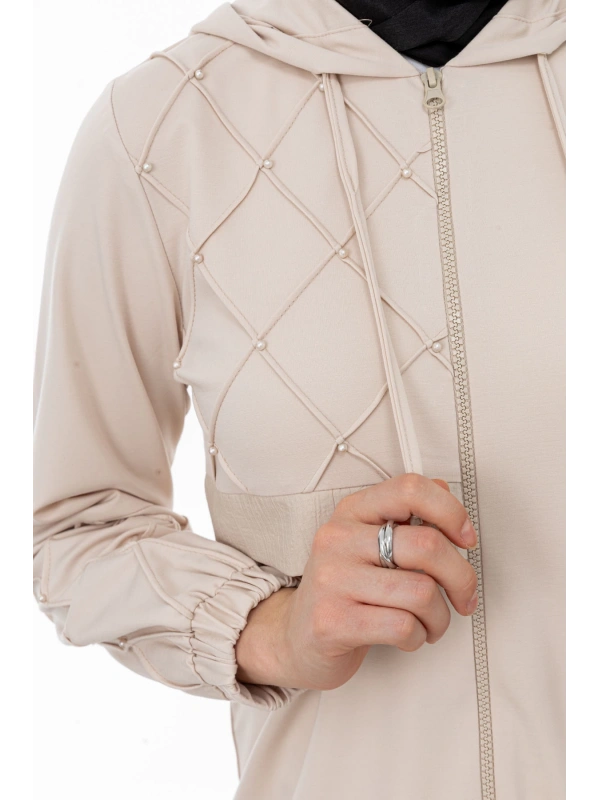 NERVÜR DETAYLI İNCİ PANT. TAKIM - BEJ