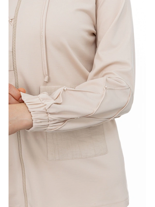 NERVÜR DETAYLI İNCİ PANT. TAKIM - BEJ