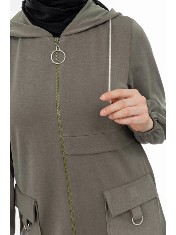 ALLERLİ CEPLERİ HALKA DETAYLI PANTOLON TAKIM - HAKİ