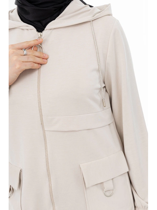 ALLERLİ CEPLERİ HALKA DETAYLI PANTOLON TAKIM - VANİLLA