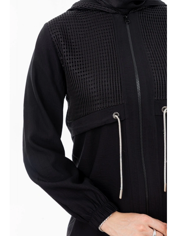 BELDEN ALLERLİ FİLELİ PANTOLON TAKIM - SİYAH