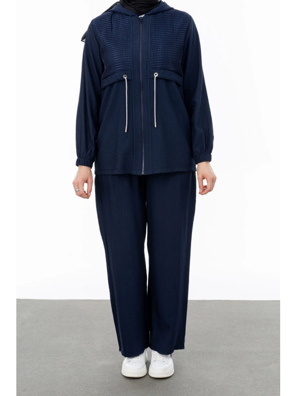 BELDEN ALLERLİ FİLELİ PANTOLON TAKIM - LACİVERT