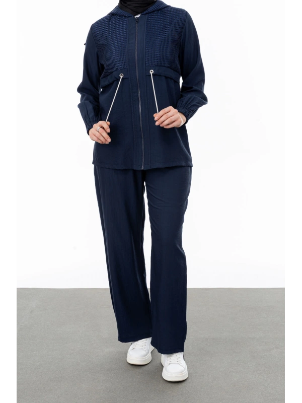 BELDEN ALLERLİ FİLELİ PANTOLON TAKIM - LACİVERT