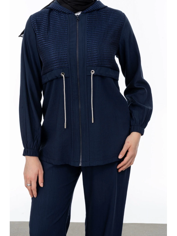 BELDEN ALLERLİ FİLELİ PANTOLON TAKIM - LACİVERT