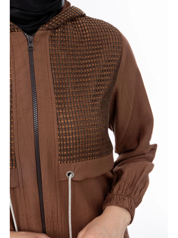 BELDEN ALLERLİ FİLELİ PANTOLON TAKIM - KAHVE