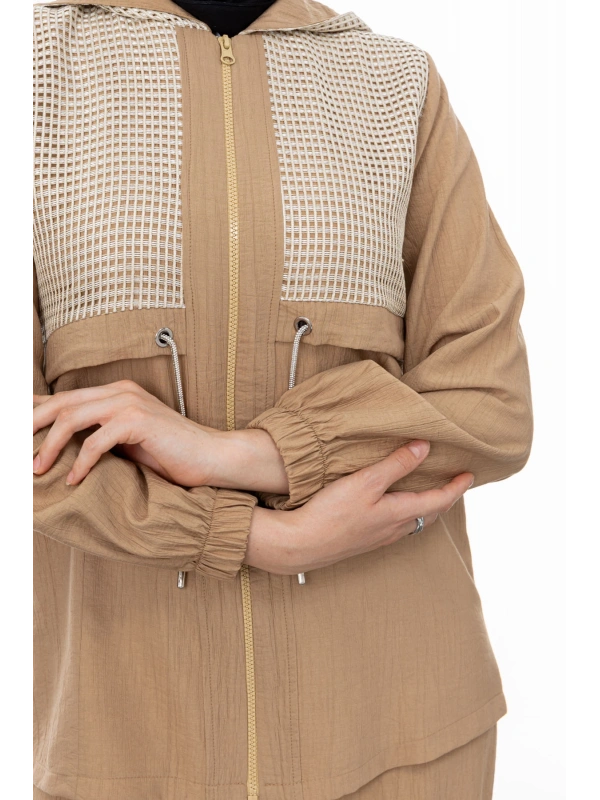 BELDEN ALLERLİ FİLELİ PANTOLON TAKIM - CAMEL