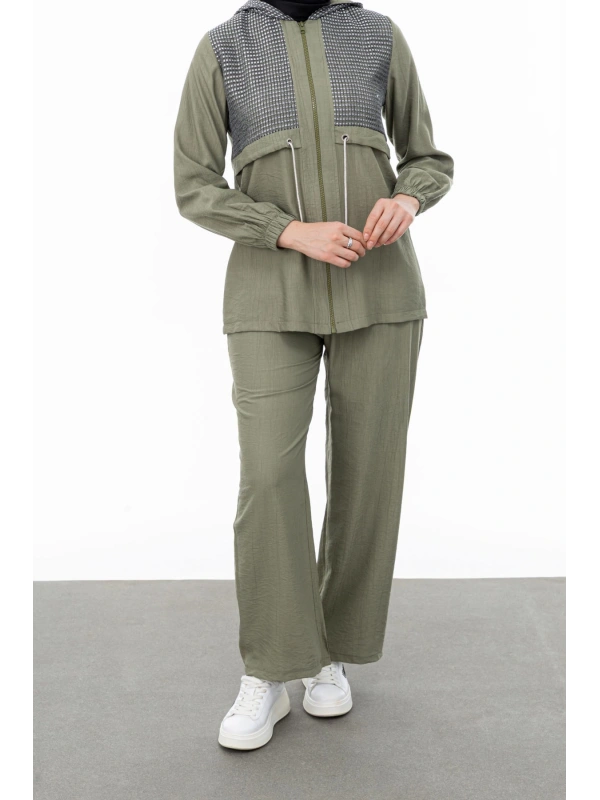 BELDEN ALLERLİ FİLELİ PANTOLON TAKIM - KOYU HAKİ