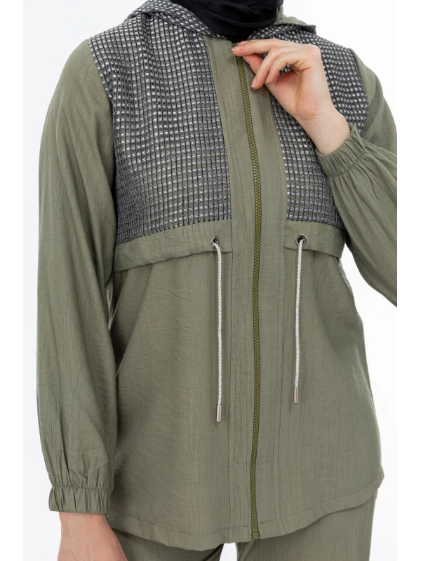 BELDEN ALLERLİ FİLELİ PANTOLON TAKIM - KOYU HAKİ