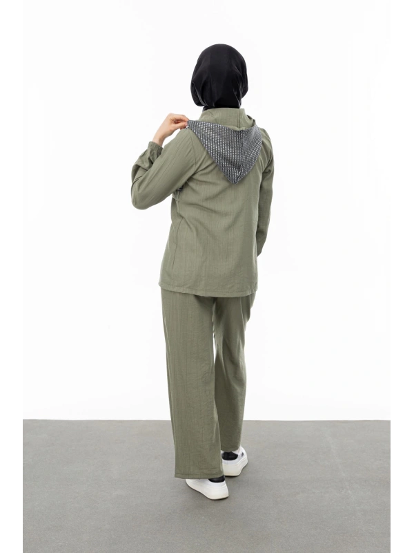 BELDEN ALLERLİ FİLELİ PANTOLON TAKIM - KOYU HAKİ