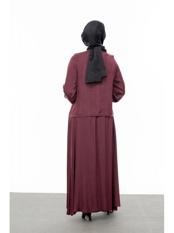 TAŞ BİYE DETAYLI ETEK TAKIM - BORDO